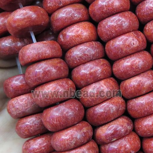 Natural Coral Beads, sponge, red, rondelle