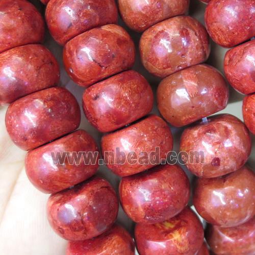 Natural sponge Coral Beads, red, rondelle