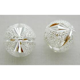 Silver Plated Carved Round Ball Beads, copper