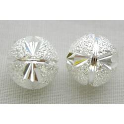Silver Plated Carved Round Ball Beads, copper