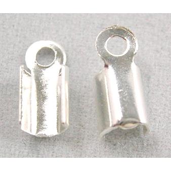 cord end fastener, silver plated, iron
