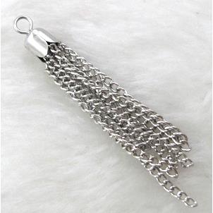 chain tassel, platinum plated jewelry pendant, tulip style