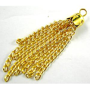 tassel pendant with iron chain, tulip style, gold plated