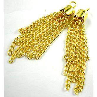 tassel pendant with iron chain, tulip style, gold plated
