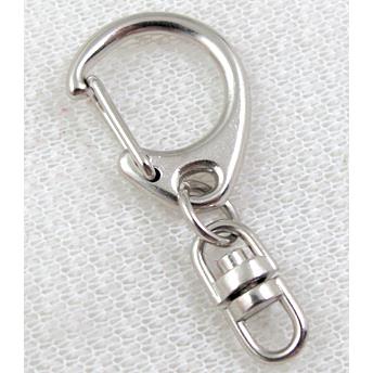 Keychain clasp, alloy, platinum plated