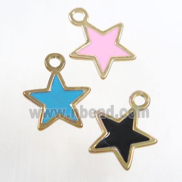 copper star pendant, mix enamel, gold plated