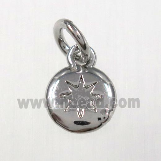 copper northstar pendants, circle, platinum plated