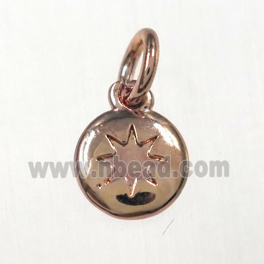 copper northstar pendants, circle, rose gold