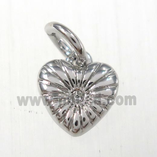 copper heart pendants, platinum plated