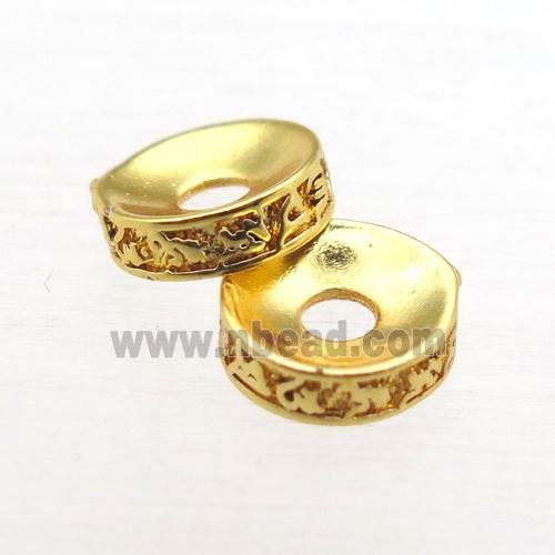 copper rondelle spacer beads, gold plated