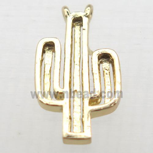 copper cactus pendant, light gold plated