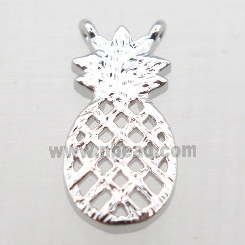 copper pineapple pendant, platinum plated