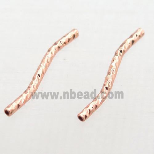 copper bend tube beads, rose gold