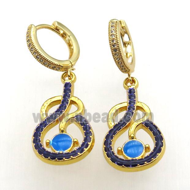 copper hoop earring paved zircon, gold plated