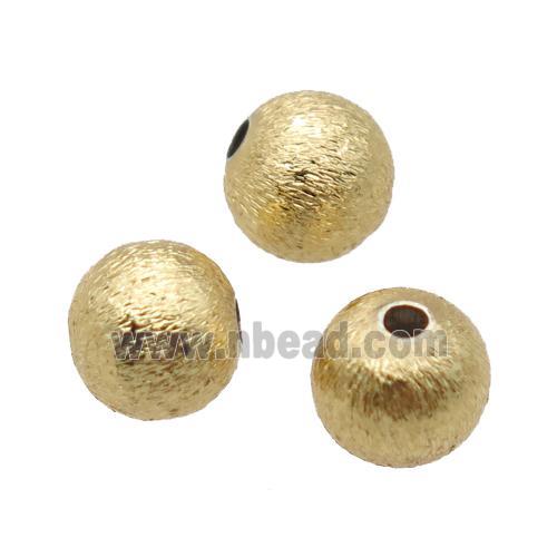round copper brushed beads, Unfade, gold plated