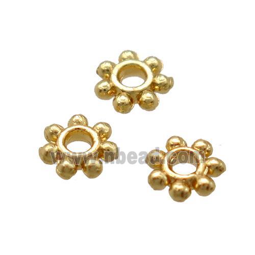copper daisy spacer beads, Unfade, gold plated