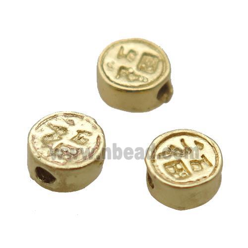 copper circle coin beads, duck gold, Unfade
