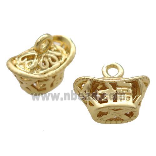 copper yuanbao pendant, duck gold, unfade