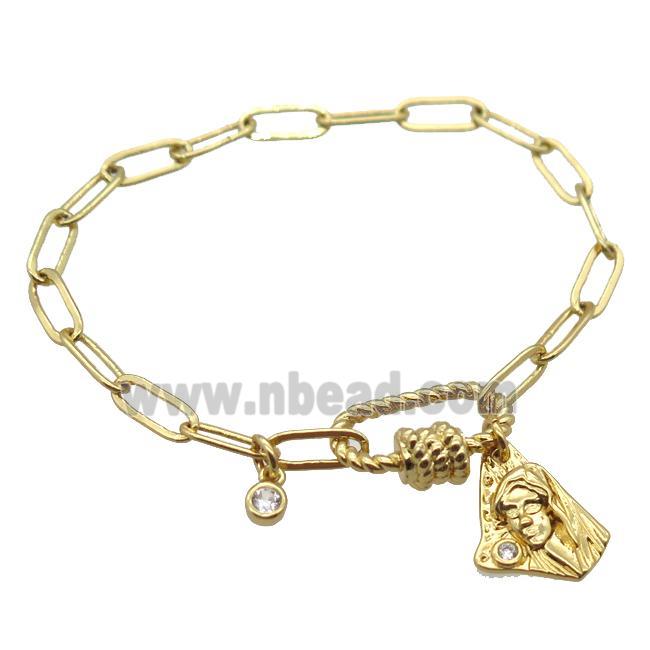 copper bracelet, gold plated