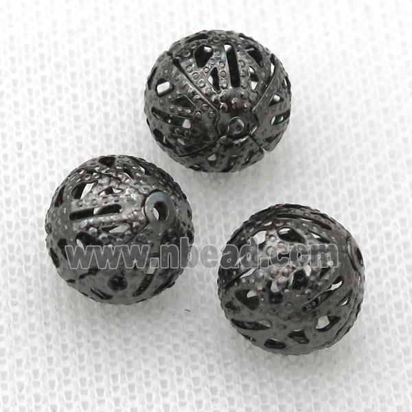 Filigree Round Bead Ball Jewelry Findings, iron, black