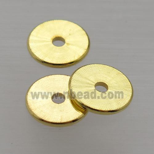 copper spacers heishi beads, disc, gold plated