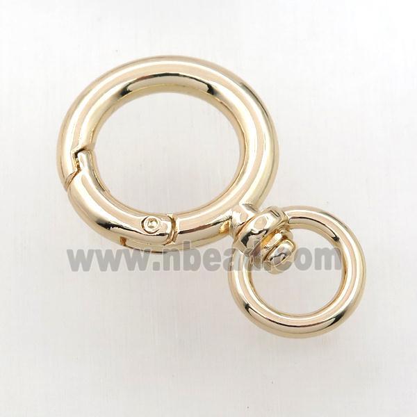 copper keychain clasp, circle, gold plated