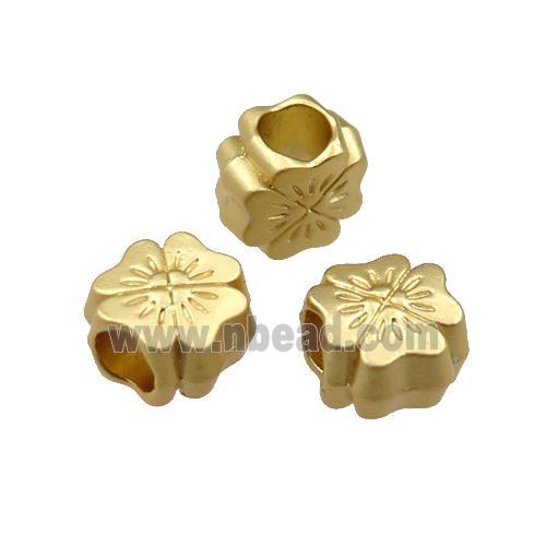 copper flower beads with large hole, unfaded, duck-gold