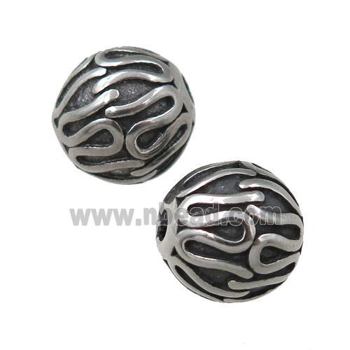round Stainless Steel beads, antique silver