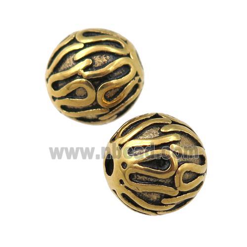 round Stainless Steel beads, antique gold