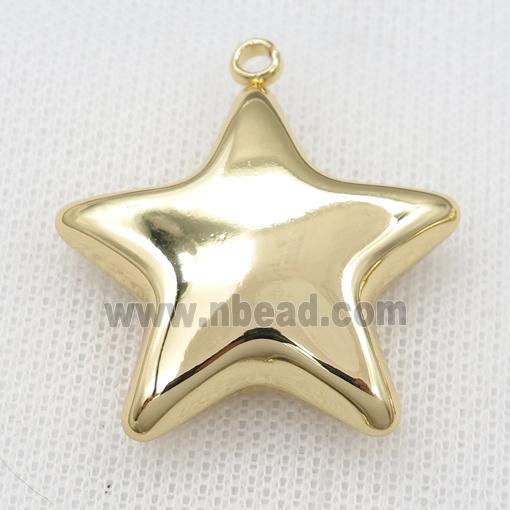 stainless steel star pendant, hollow, gold plated
