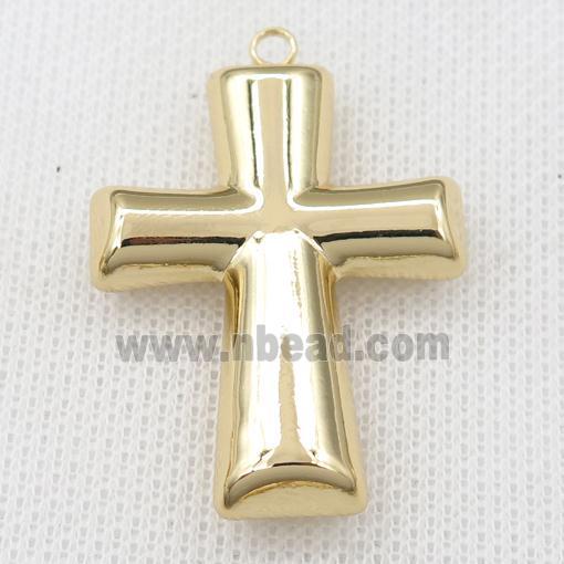 stainless steel cross pendant, hollow, gold plated