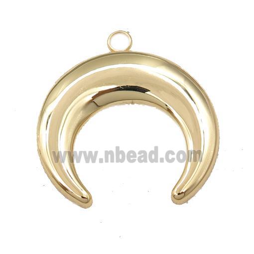 stainless steel moon crescent pendant, gold plated