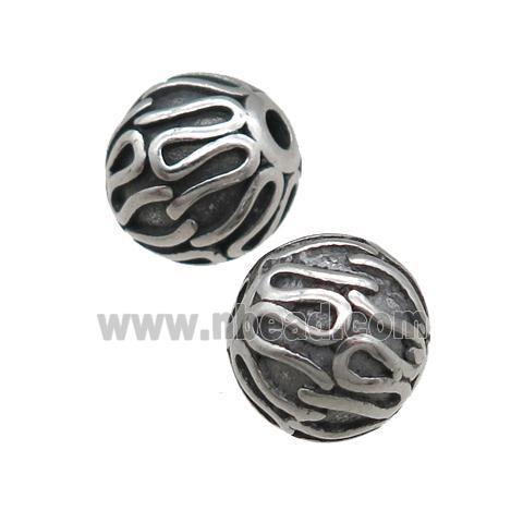 stainless steel round beads, antique silver