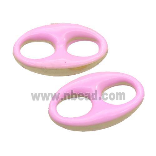 pink Enameling copper oval connector, pignose, gold plated