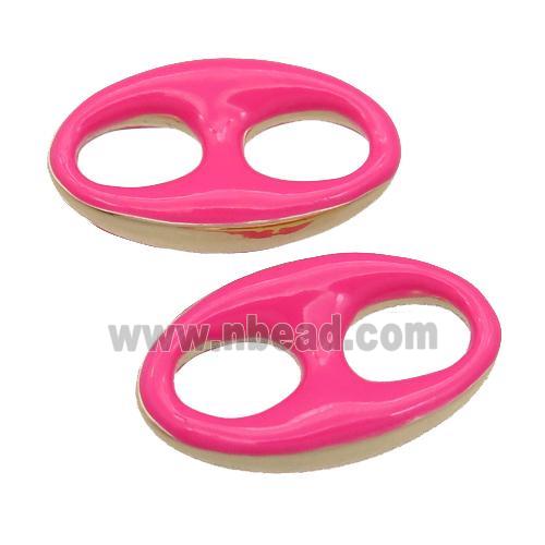 hotpink Enameling copper oval connector, pignose, gold plated