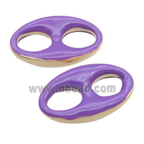 purple Enameling copper oval connector, pignose, gold plated
