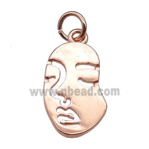 copper face charm pendant, rose gold