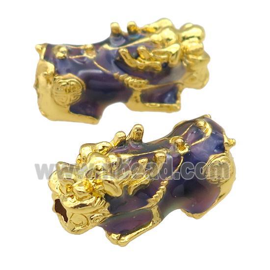 Alloy Pixiu Beads Enamel Variety-Color Gold Plated