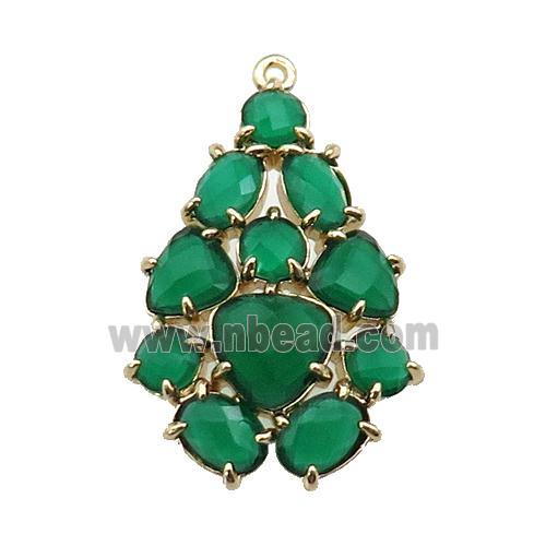 copper Tree pendant pave dp.green Cat Eye Crystal, gold plated