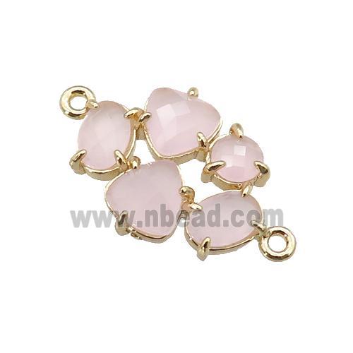 copper oval connector pave lt.pink Cat Eye Crystal, gold plated