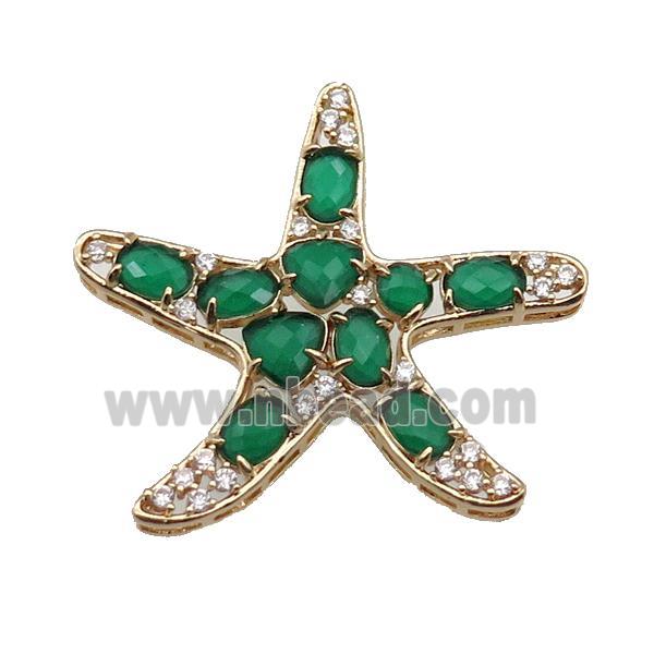 copper Star pendant pave dp.green Cat Eye Crystal, gold plated