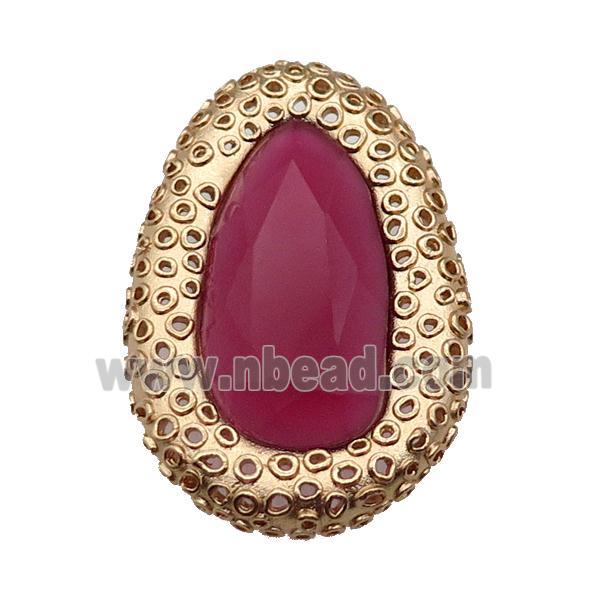 copper oval beads pave hotpink Cat Eye Crystal, gold plated