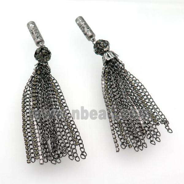 Iron Chain Tassel Pendant, black plated