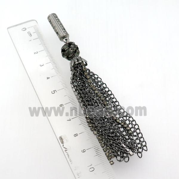 Iron Chain Tassel Pendant, black plated