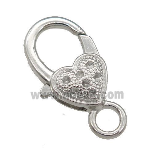 Alloy Lobster Clasp paved rhinestone, platinum plated