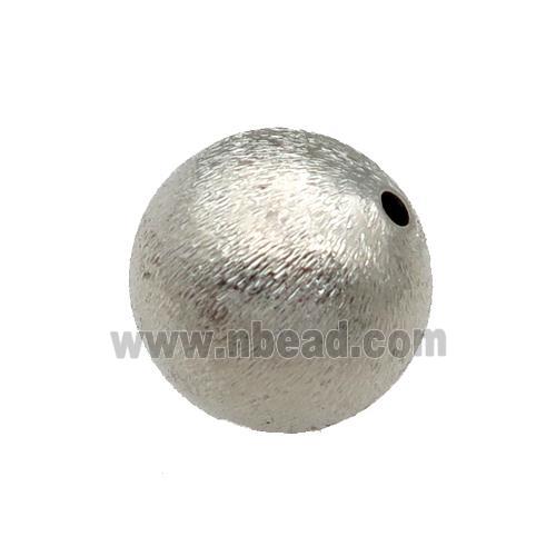 copper brushed beads, round, platinum plated