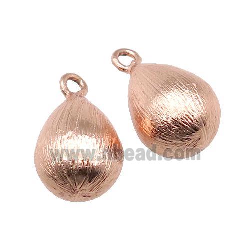 copper Brushed pendant, teardrop, rose gold