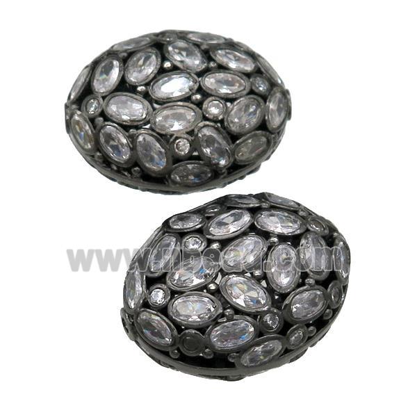 copper oval beads pave zircon, black plated