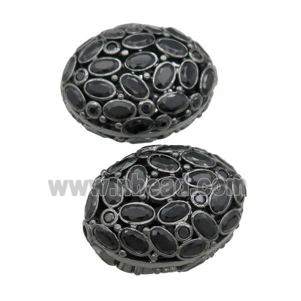 copper oval beads pave zircon, black plated