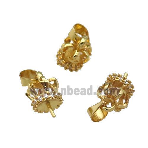 Copper Crown Bail Pave Zircon Gold Plated